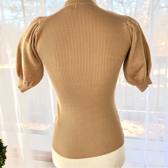T Tahari Puff Short Sleeve Top Tan Size XS - Picture 7 of 14
